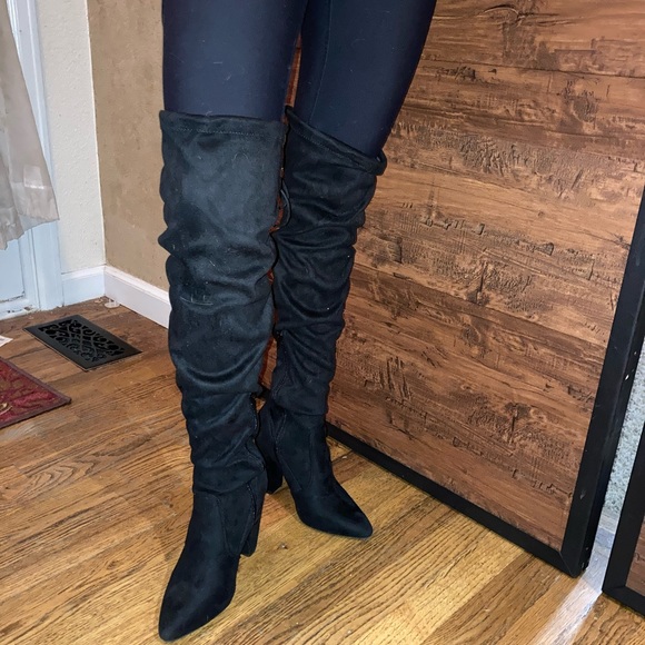 Bamboo black, knee-high boots - Picture 1 of 2